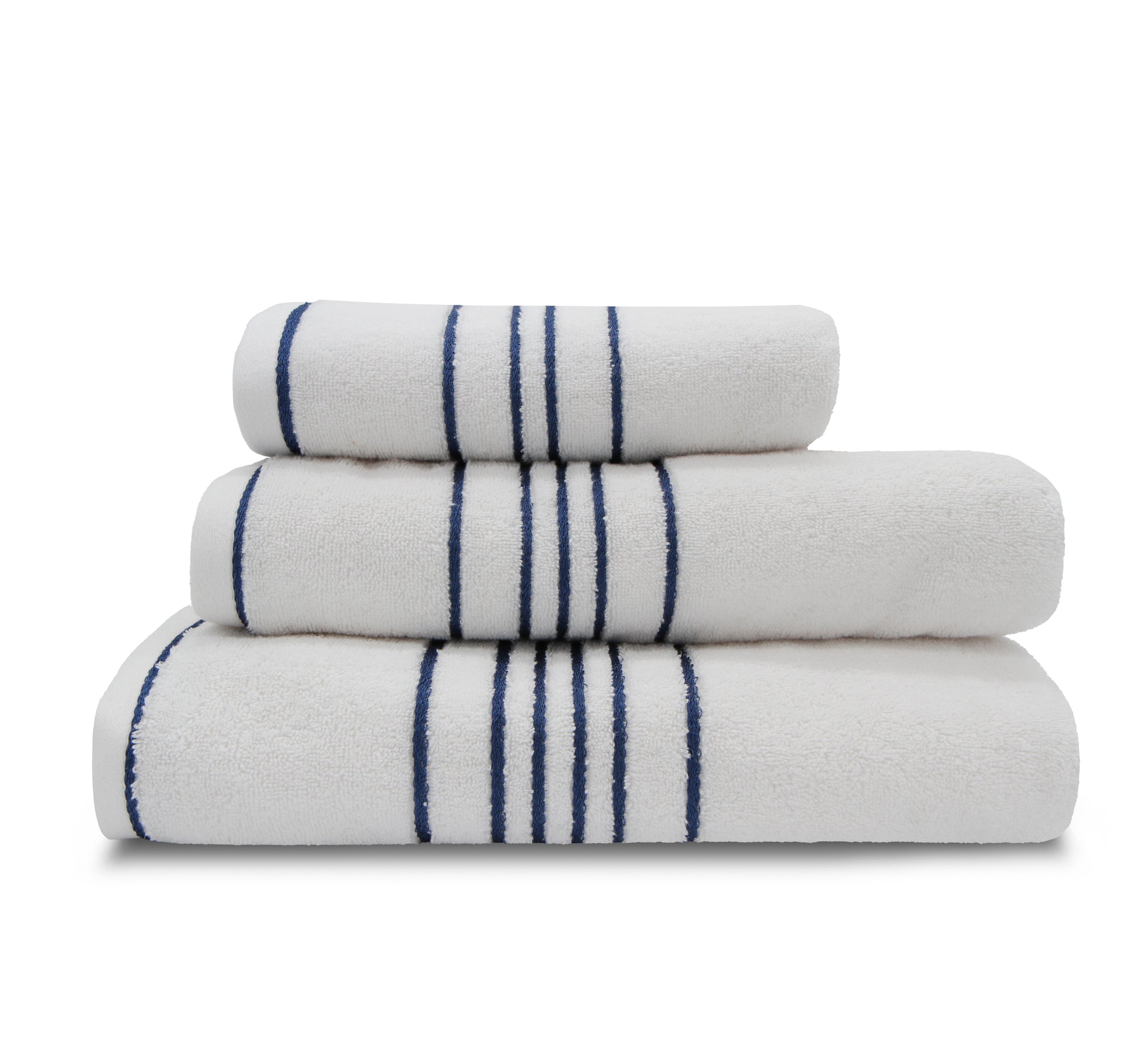 Serviette de Toilette - avec Liseret 50x100 - Blanc/marine
