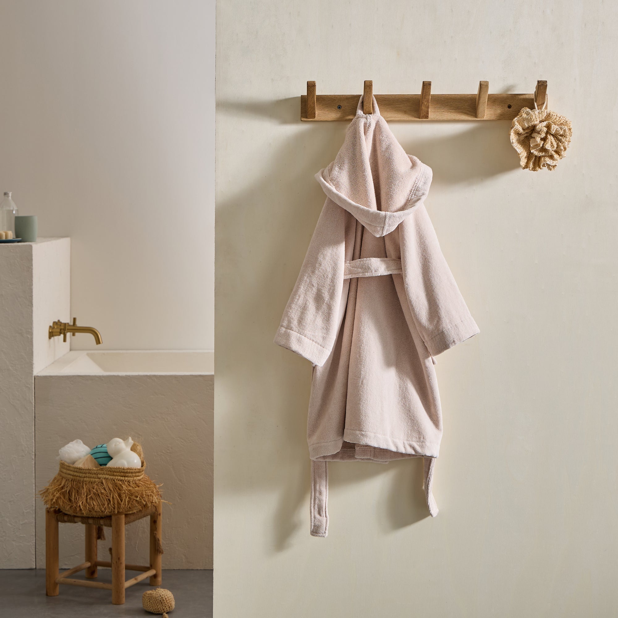 Peignoir enfant à capuche - Ficelle