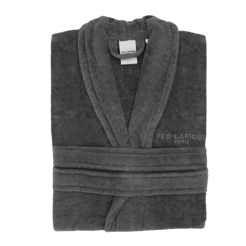 Peignoir gris anthracite col châle Ted Lapidus