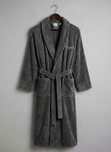 Peignoir gris anthracite col châle Ted Lapidus