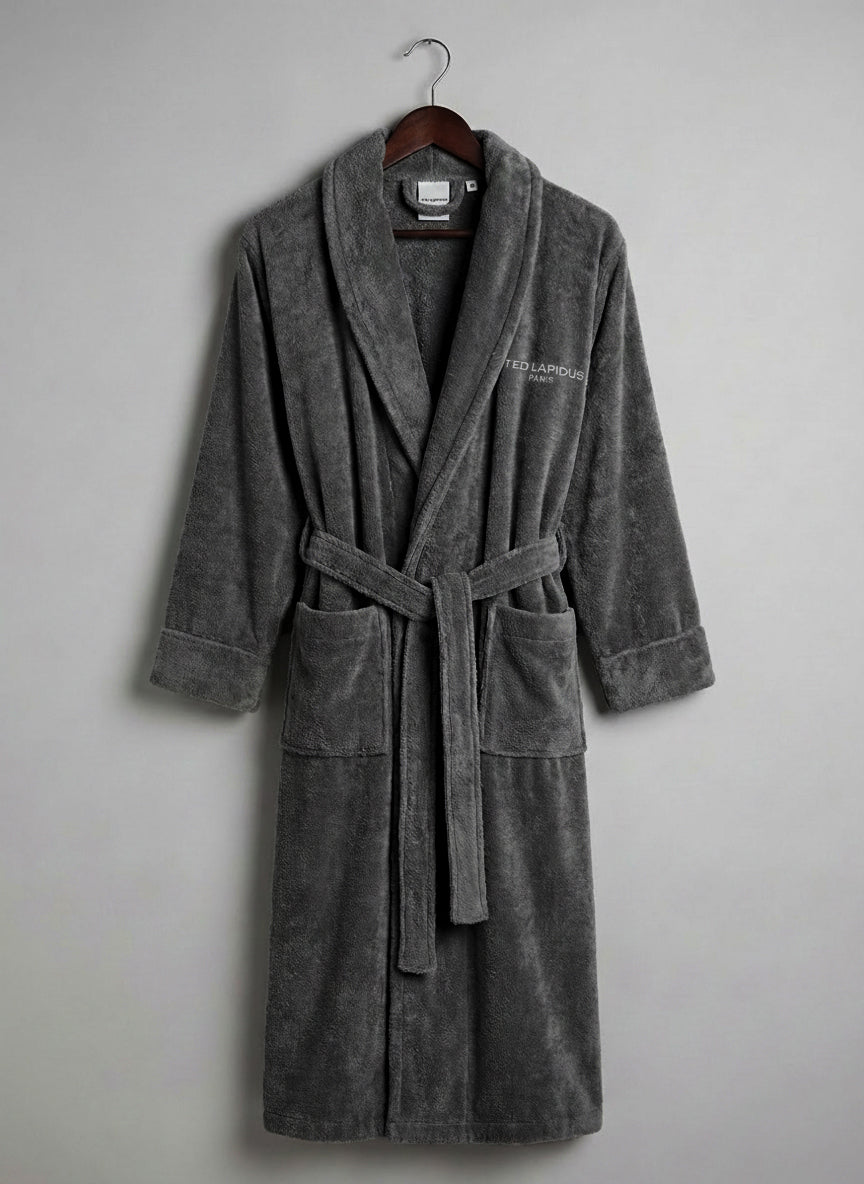 Peignoir gris anthracite col châle Ted Lapidus