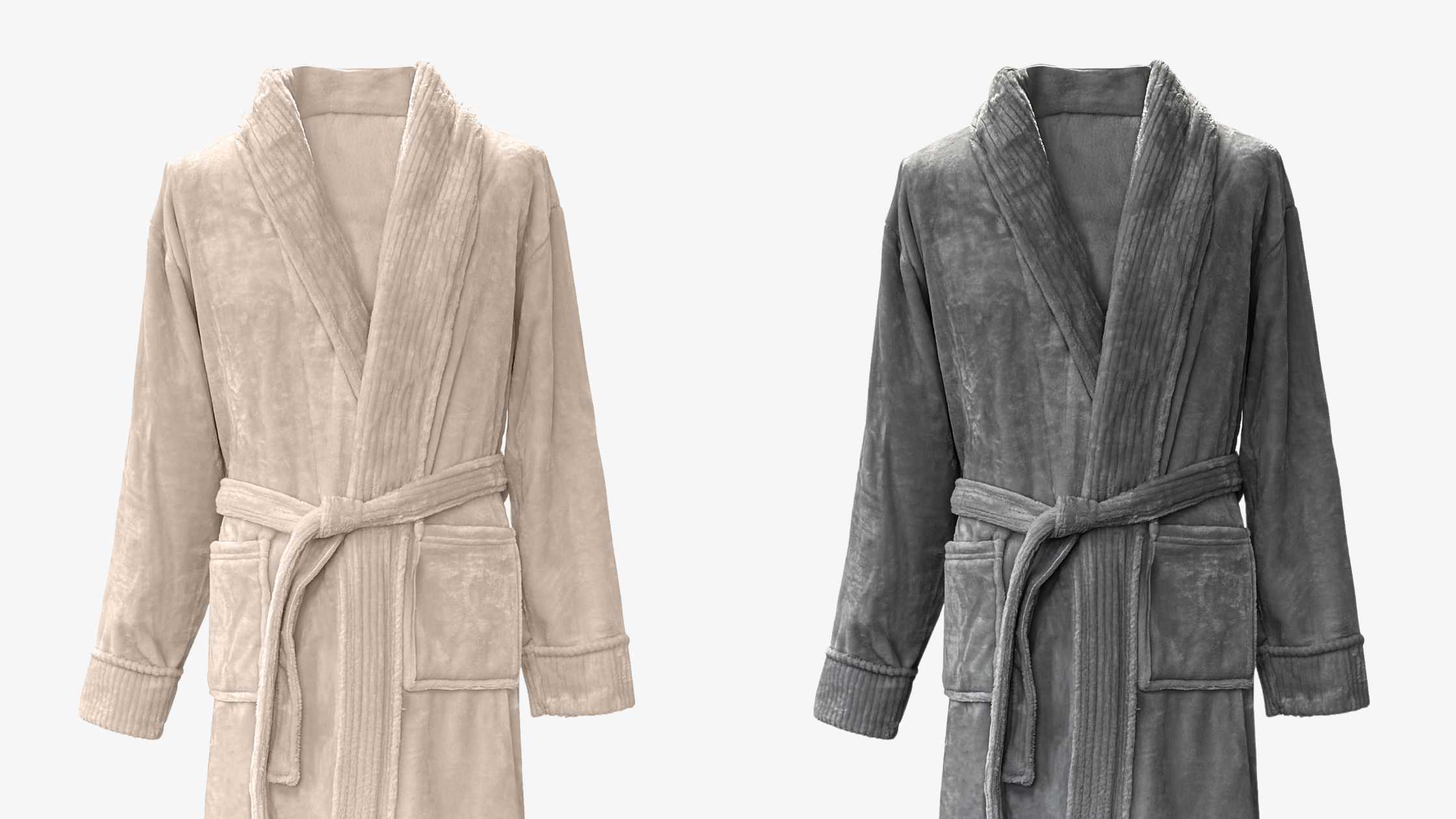 robes de chambre homme polaire gris ou beige